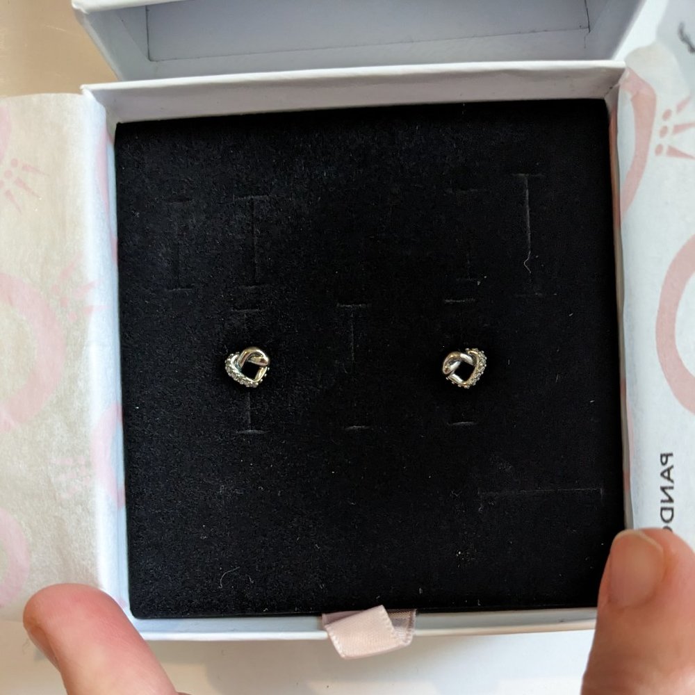 Pandora Knotted Heart Stud Earrings